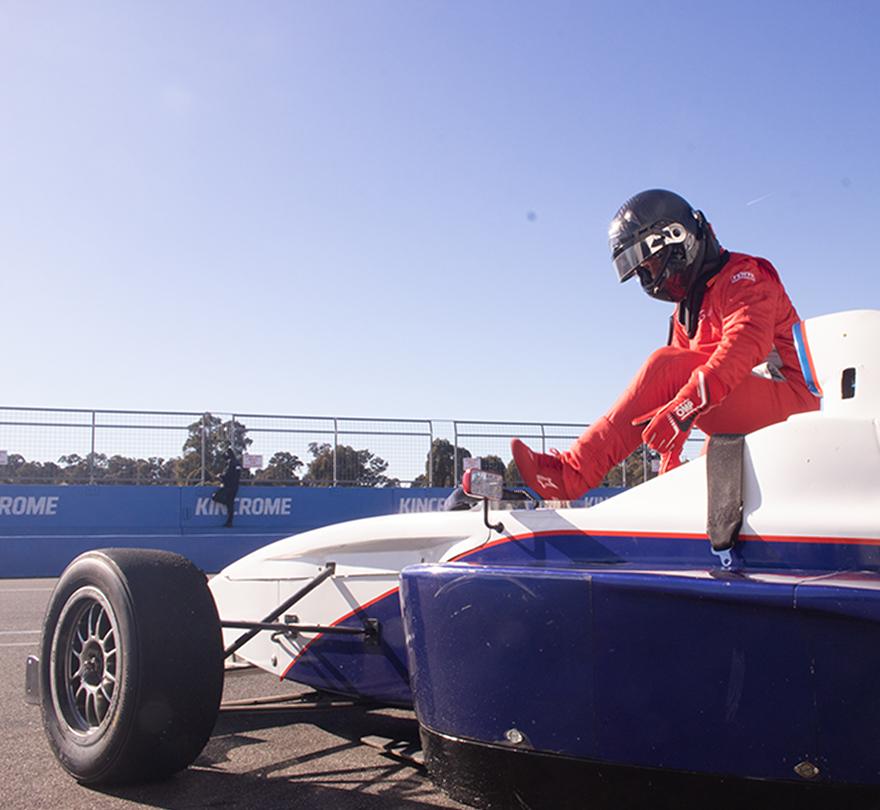 Giuliano getting into his Formula BMW