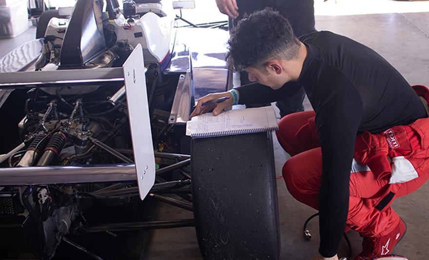 Giuliano looking busy in the garage